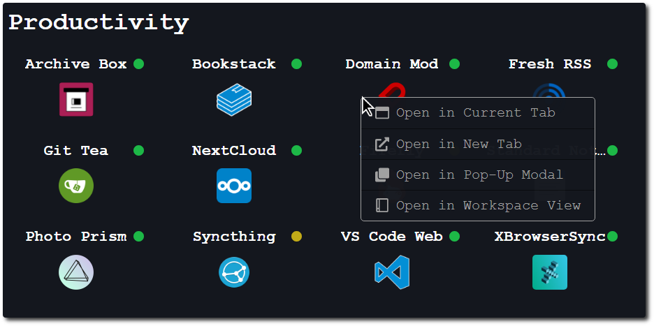 Demo of Launching Methods feature in Dashy